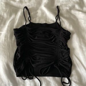 black cropped tank top